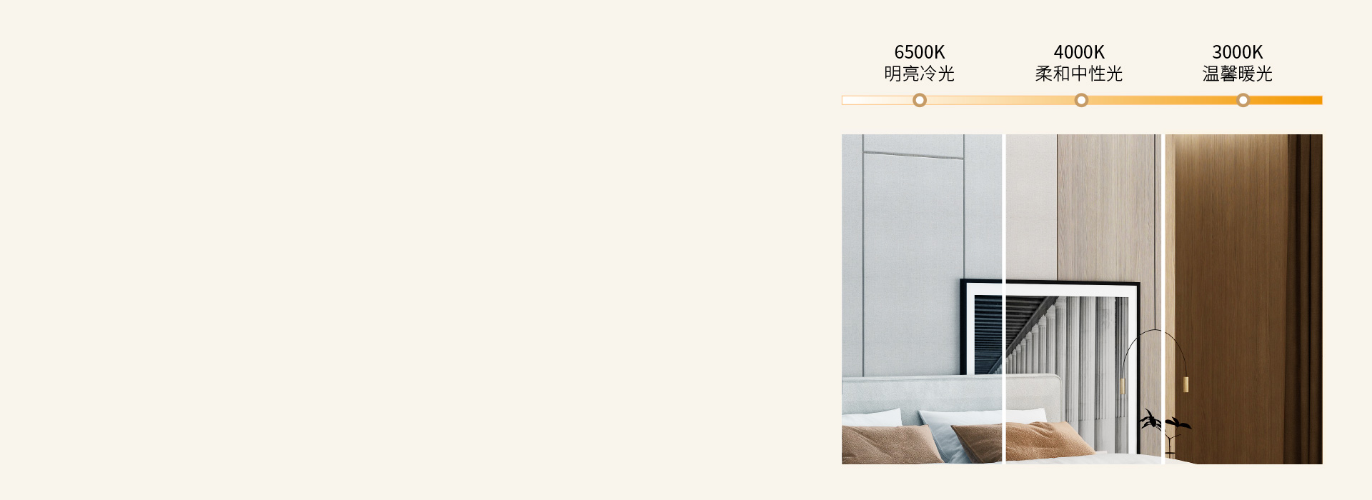 个性化照明氛围
 三色变光，可根据需要随...